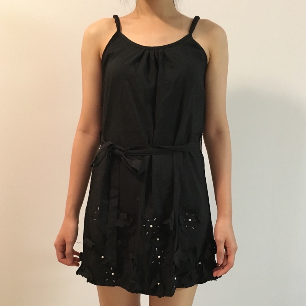 Flower cut out black dress